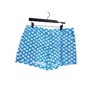 J.Crew Womens 3.5" Blue & White Shell Print Shorts Size 14 Cotton Blend NWT